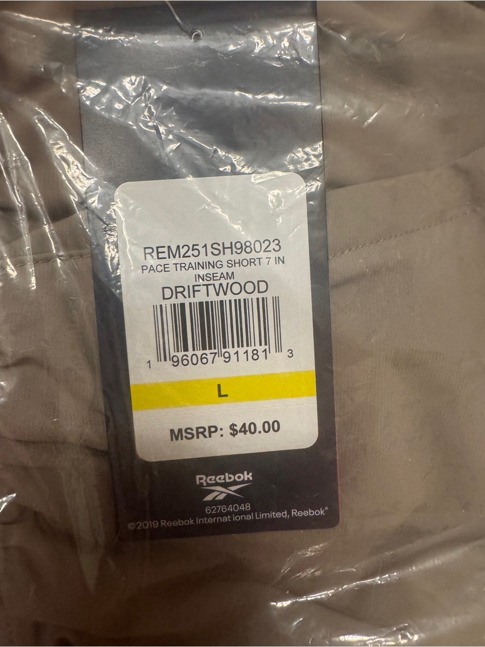 Reebok Pace Training Shorts 7” Driftwood NWT Men’s Large - Picture 5 of 8
